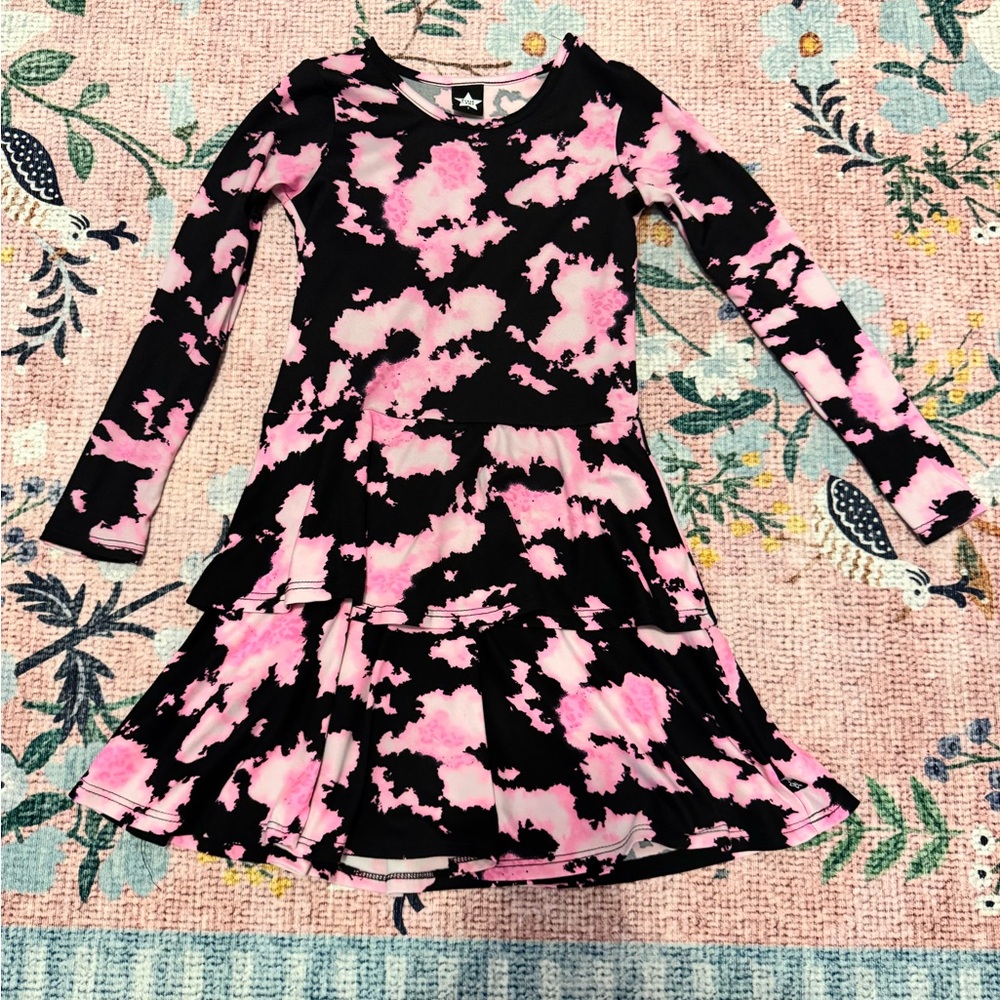 Charming Pink and Black Kids Dress
